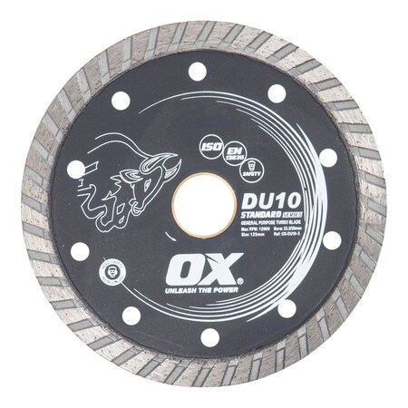 Ox Tools Standard General Purpose Turbo Diamond Blade | Diameter: 5" / 127mm | Bore: 7/8" - 5/8" / 22mm - 15mm OX-DU10-5